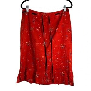Vintage BCBGMaxAzria Cotton Floral Midi Skirt Size Small Vintage Y2K Cherry